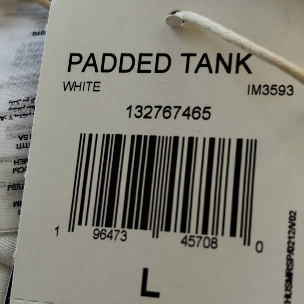 New Adidas Padded Tank Top Men’s White Compression Sports Training IM3593 - Picture 7 of 9
